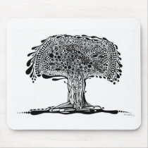 nature, ink, leaves, tree, abstract, minimalism, garden, folliage, original, artsprojekt, plants, drawing, blackandwhite, Mouse pad with custom graphic design