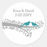 whimsy tree blue lovebirds wedding favor stickers stickers