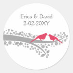 whimsy tree pink lovebirds wedding favor stickers stickers