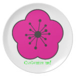 WhimsyMonger Customizable Pink Flower Plate