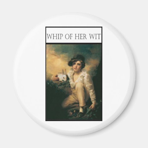 WHIP OF HER WIT -Child with rabbit Refrigerator Magnets