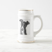 Whippet Black with White Blaze Coffee Mugs