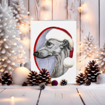 Whippet Christmas Black Santa cards