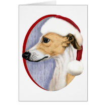 Whippet Christmas Tan & White Santa cards