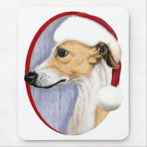 Whippet Christmas Tan & White Santa mousepads