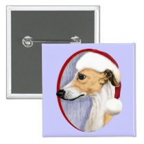 Whippet Christmas Tan & White Santa buttons