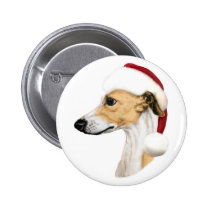 Whippet Christmas Tan & White Santa buttons