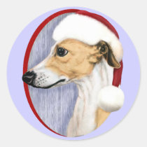 Whippet Christmas Tan & White Santa stickers