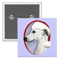Whippet Christmas White Santa buttons