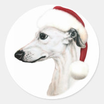Whippet Christmas White Santa stickers