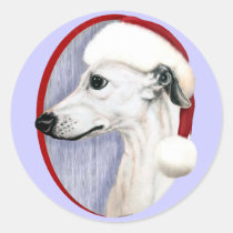 Whippet Christmas White Santa stickers