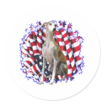 Whippet Patriot Round Stickers