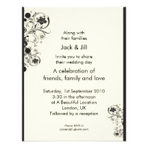 Whirls (black) 4.25x5.5 custom invitations
