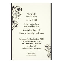 Whirls (black) 5x7 personalized invitation