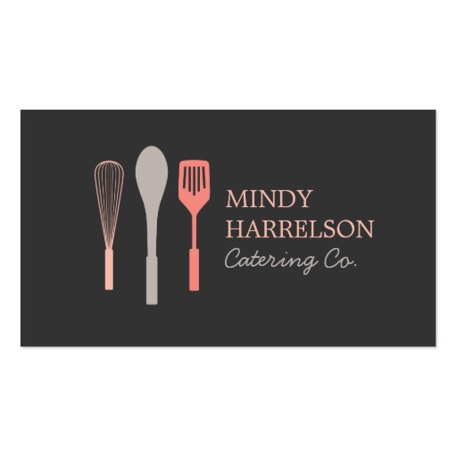 WHISK SPOON SPATULA LOGO IV for Bakery, Catering Business Cards (front side)