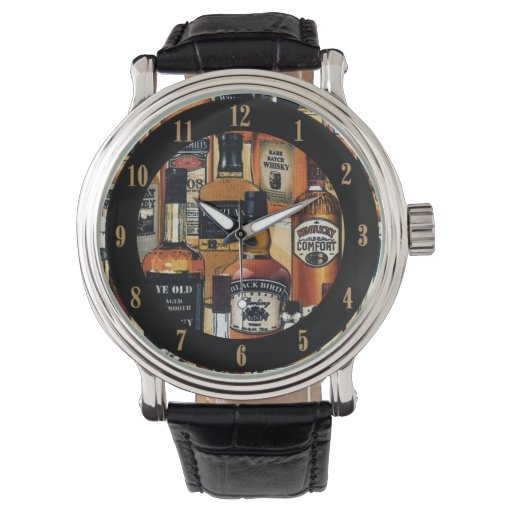 Whiskey Bottles Pattern Wrist Watch Zazzle