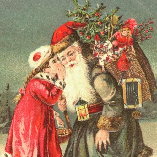 Whispering to Santa Vintage Christmas Stickers sticker