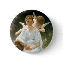 Whisperings of Love, William Adolphe Bouguereau Pinback Button