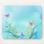 Whispy blue with butterflies mouse pads
