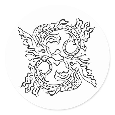 White 2 Oriental Fish Tattoo Stickers by WhiteTiger_LLC