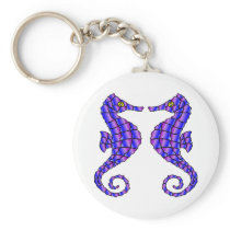 White 2 Seahorses Keychain