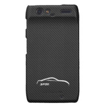 White 350Z Logo with Faux Carbon FIber Background Droid RAZR Cases