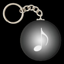 White 8th Note Bright Spot Light White On Black keychains