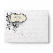 White A6 Vintage Script Envelopes