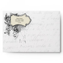 White A7 Vintage Script Envelopes