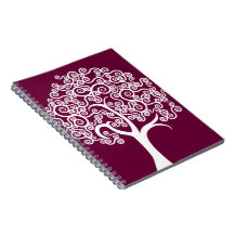 White Abstract Tree Spiral Note Books