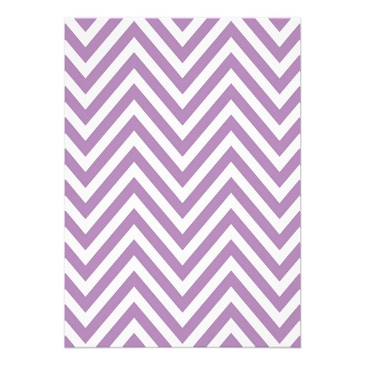 White & African Violet Chevron Stripes Wedding Invite