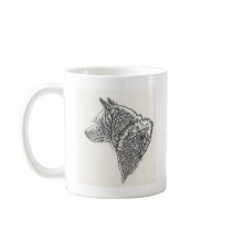 White Akita Inu Sketch Ceramic Mug by AkitaZazzle White Akita Inu Sketch Ceramic Mug