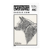 White Akita Sketch Postage Stamp by AkitaZazzle White Akita Sketch Postage Stamp
