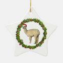 White Alpaca Christmas Wreath Ornaments