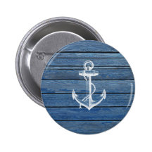 White Anchor And Vintage Blue Wood Pins