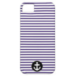 White Anchor circle and Navy Blue Sailor Stripes iPhone 5 Covers