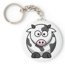 White and black cow key chain