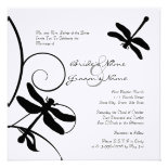 White and Black Dragonfly Wedding Invitation