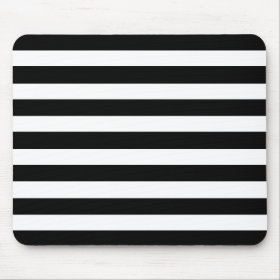 White And Black Elegant Horizontal Stripes Pattern Mouse Pad