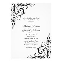 White and Black Flourish Wedding Invitation invitations