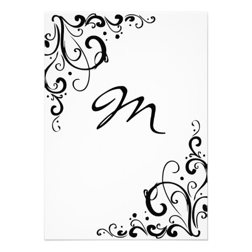 White and Black Flourish Wedding Invitation