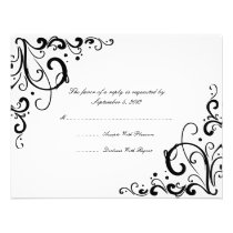 White and Black Flourish Wedding RSVP invitations