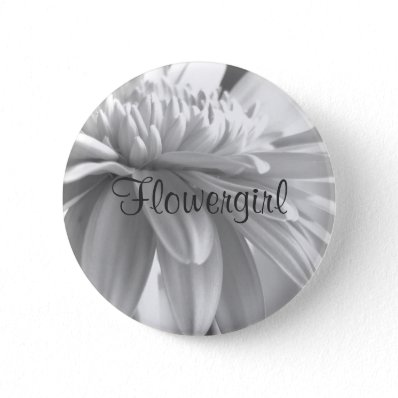 White and Black Gerber Daisy Flowergirl Button