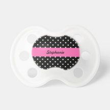 White and Black Polka Dot Pattern Baby Pacifier