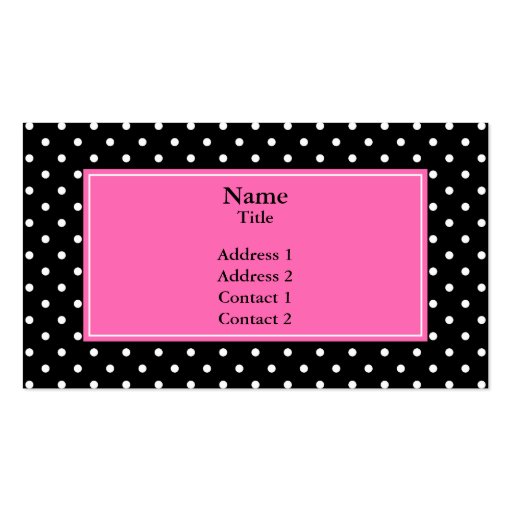 White and Black Polka Dot Pattern Business Card Template (front side)