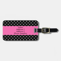 White and Black Polka Dot Pattern Tag For Bags