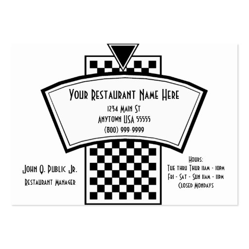 White And Black Restaurant Business Cards (front side)