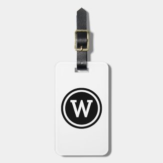 White and Black Ringed Circle Monogram Bag Tag