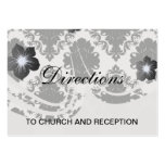 white and black romantic damask design business cards