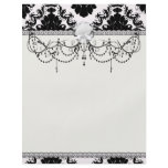 white and black romantic damask design flyers